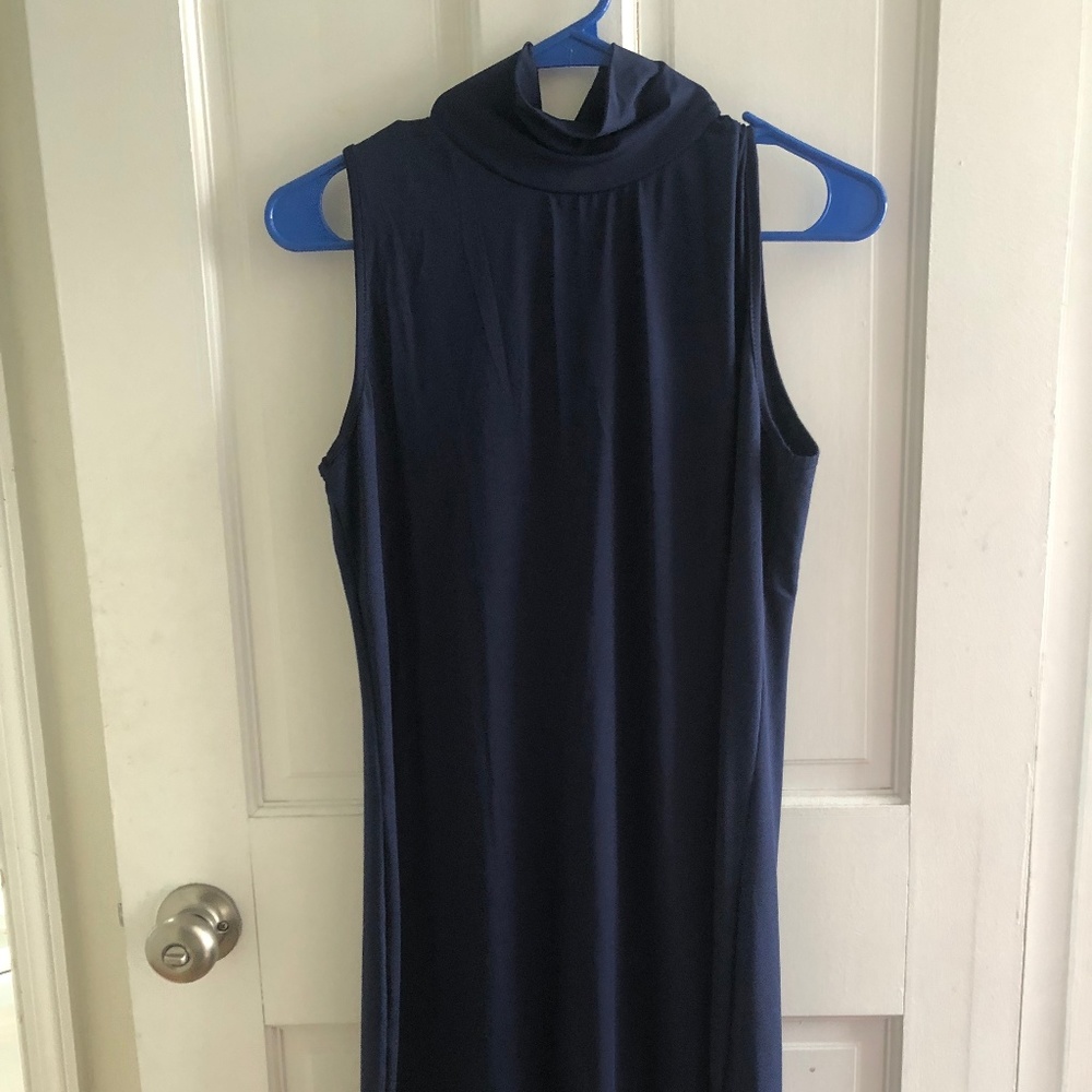 Navy Blue Nylon turtleneck dress